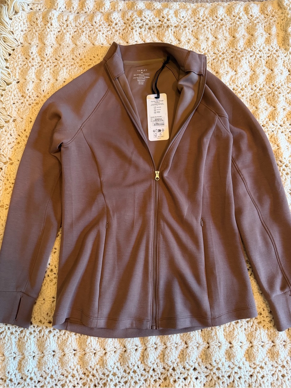 Varley Zip-Front Jacket in Mauve Brown
